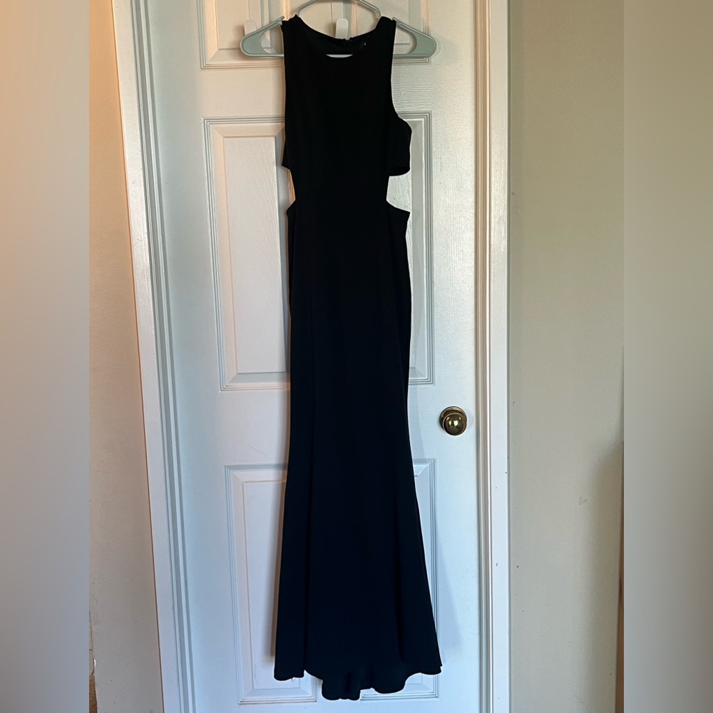 Lulu’s formal maxi high neck dress with cut outs